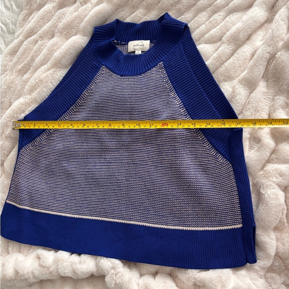 Wilfred Royal Blue and Cream Knit Top Sz medium - Picture 6 of 7